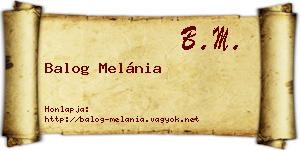 Balog Melánia névjegykártya